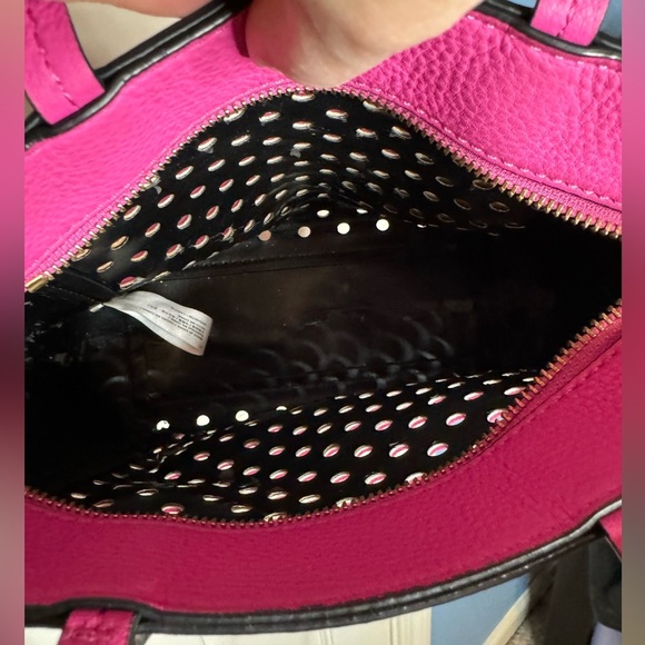 Kate Spade Saturday Satchel Crossbody Bag Laser Cut Perforated Leather Hot Pink - Picture 9 of 11